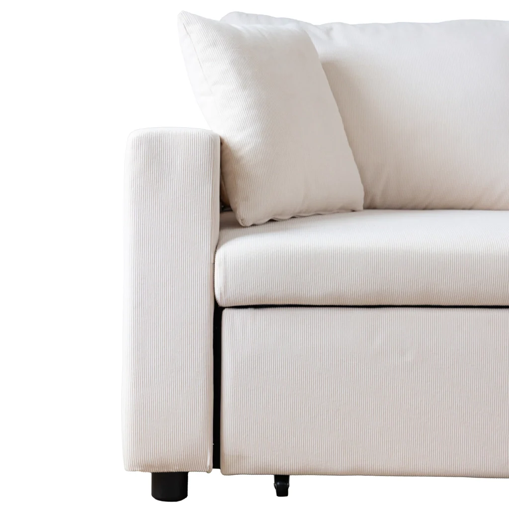 CLARKDivano letto angolare a 3 posti in velluto a coste beige - Image 6