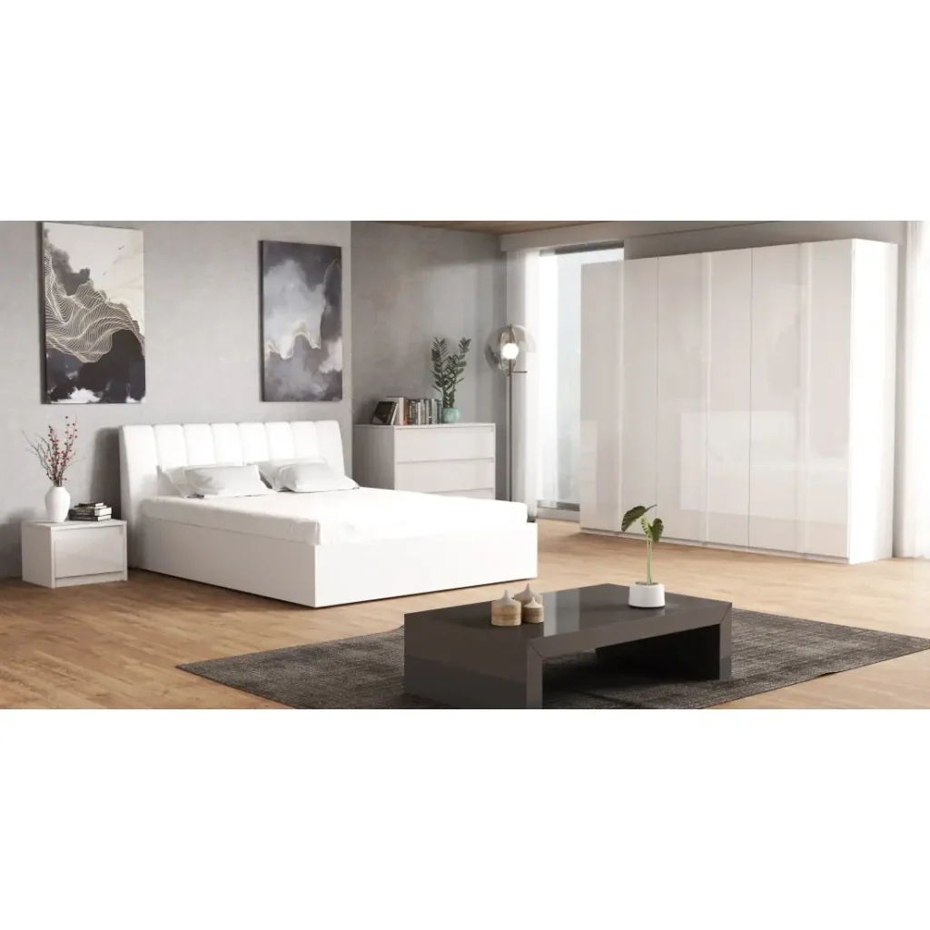 Collezione di letti design VERONA con opzione contenitore 160x200, colore bianco - Image 2