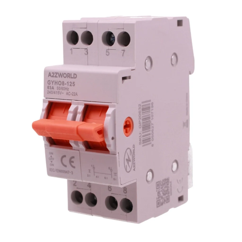 Commutatore di Rete Manuale I-0-II, 63A AC 220/380V, per Rete Principale e Alimentazione di Riserva, Disponibile 1P 2P 4P (2P) - Image 3