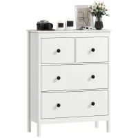 Comò con 4 Cassetti, per Abiti & Biancheria, Soggiorno, Camera da Letto, Corridoio, Truciolato, Bianco