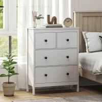 Comò con 4 Cassetti, per Abiti & Biancheria, Soggiorno, Camera da Letto, Corridoio, Truciolato, Bianco - Image 4
