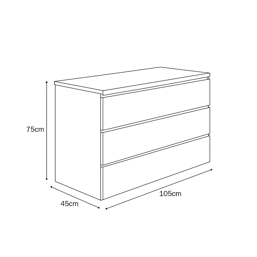 COMO' SIMPLI 3 CASSETTI OLMO 105X45XH75CM. - Image 2
