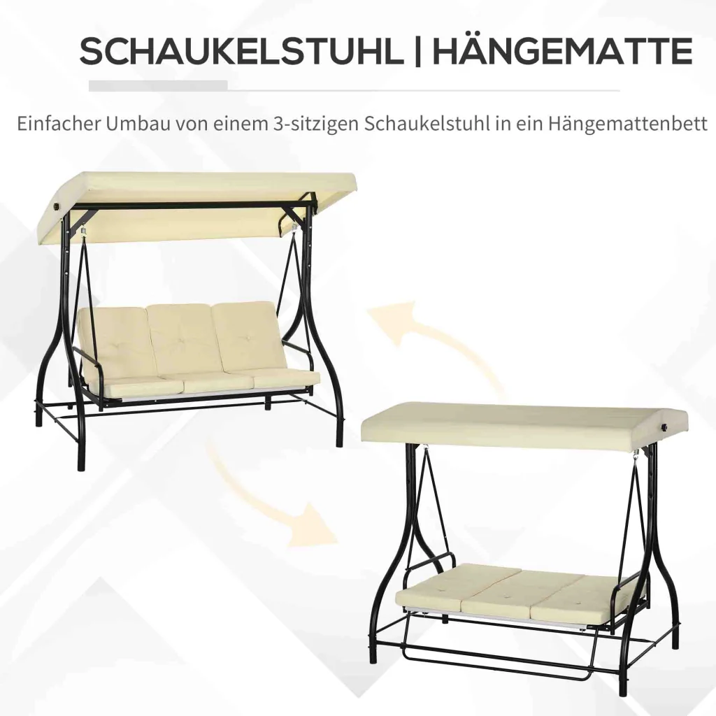 Comoda altalena a 3 posti con parasole resistente all'uso in giardino Veranda atmosfera rilassante - Image 5