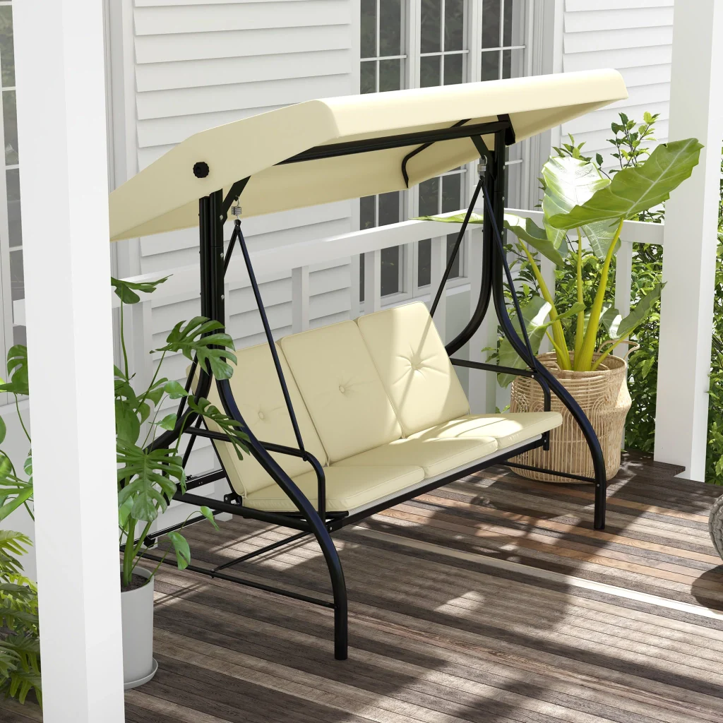 Comoda altalena a 3 posti con parasole resistente all'uso in giardino Veranda atmosfera rilassante - Image 8