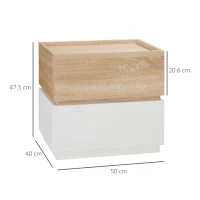 Comodino con 2 Cassetti in Legno, Design Moderno e Impilabile, 50x40x47.5cm - Image 3