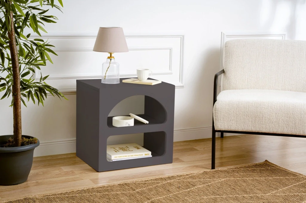 Comodino in legno "Lorin" - 50 x 40 x 50 cm - Grigio antracite - Image 2