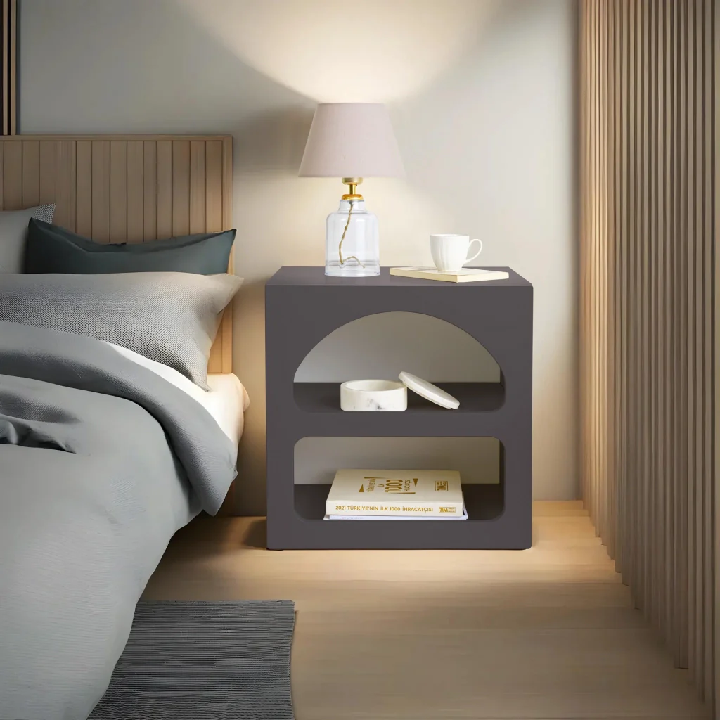Comodino in legno "Lorin" - 50 x 40 x 50 cm - Grigio antracite - Image 5