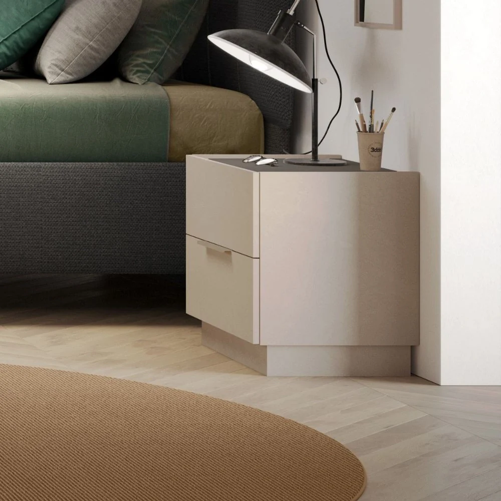 Comodino Musto 2 cassetti colore cashmere e antracite - Image 2