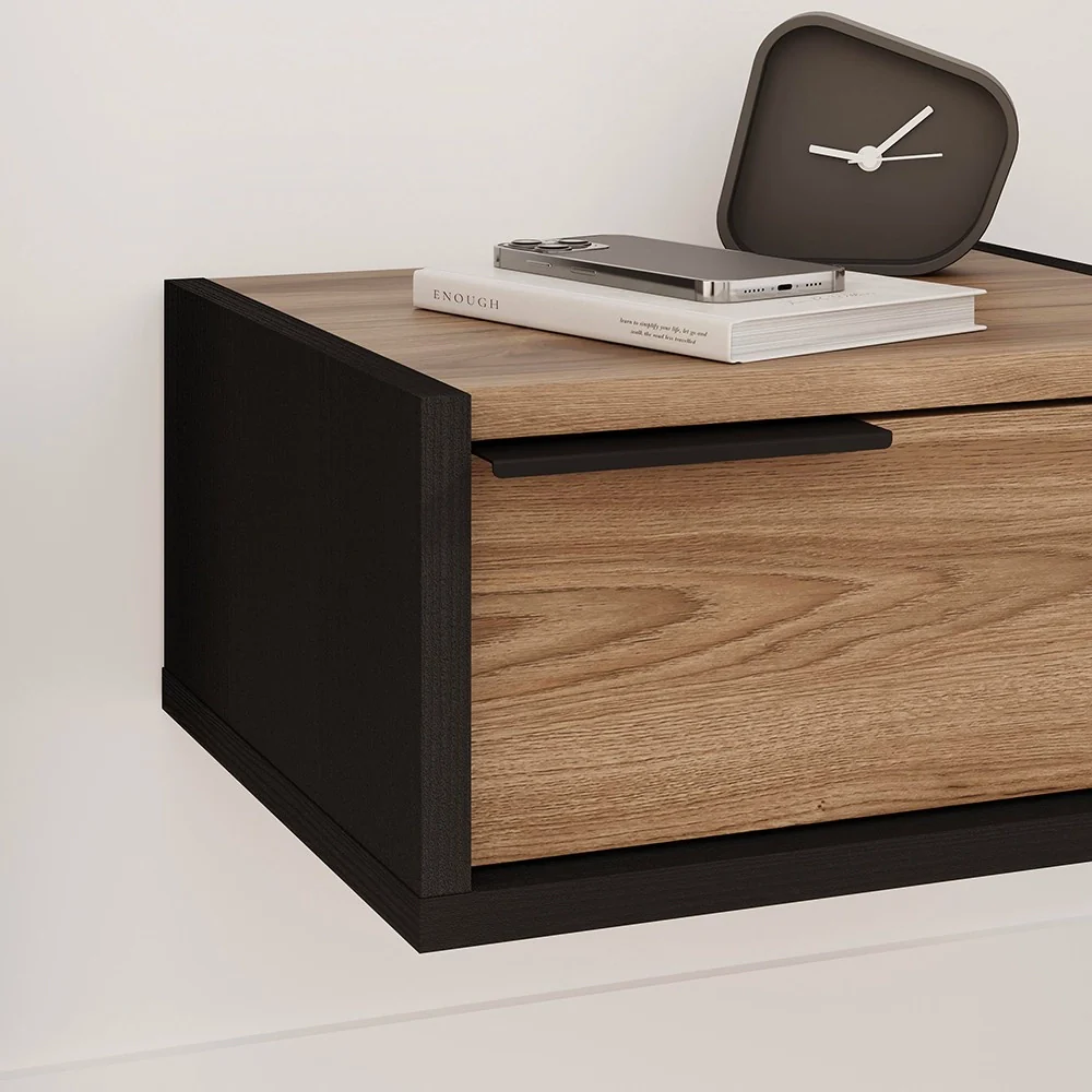 Comodino sospeso Eco in colore nero e rovere oud - Image 4