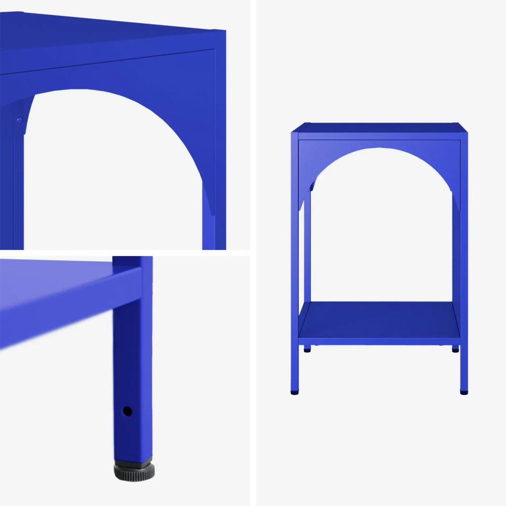 Comodino, tavolino industriale, blu - Image 6