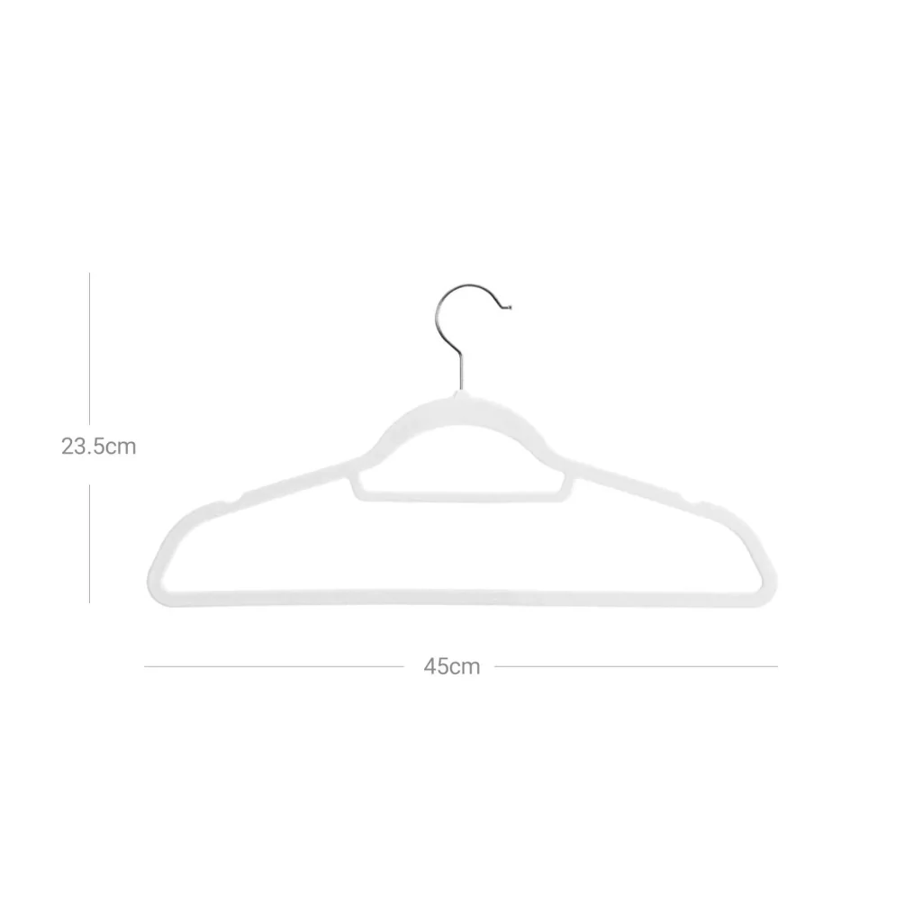 Set di 20 grucce antiscivolo in velluto spessore 0,6 cm salvaspazio gancio girevole a 360° lunghezza 45 cm per cappotti camicie abiti pantaloni bianco 12_0003419 - Image 4