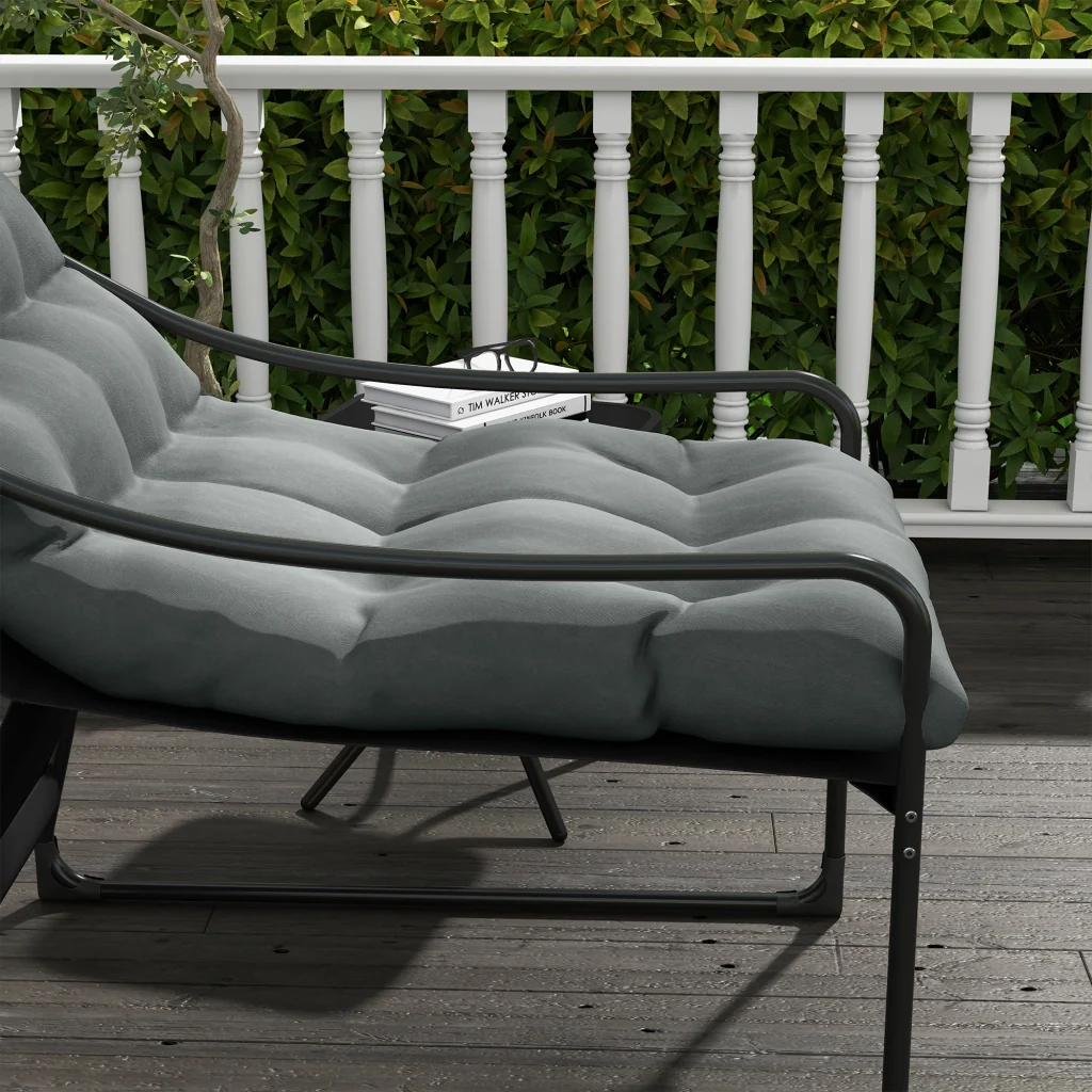 Confortevole salotto esterno rivestimento spesso robusto telaio in acciaio inox grigio e nero - Image 7