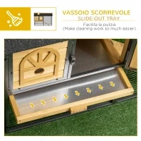 Conigliera da Esterno a 2 Livelli in Legno di Abete e Acciaio con Vassoio Rimovibile, 120x55.5x80 cm - Image 6