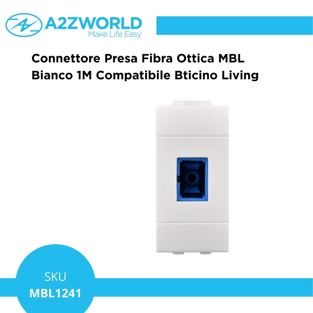 Connettore Presa Fibra Ottica MBL Bianco 1M Compatibile Bticino Living Light - Image 2