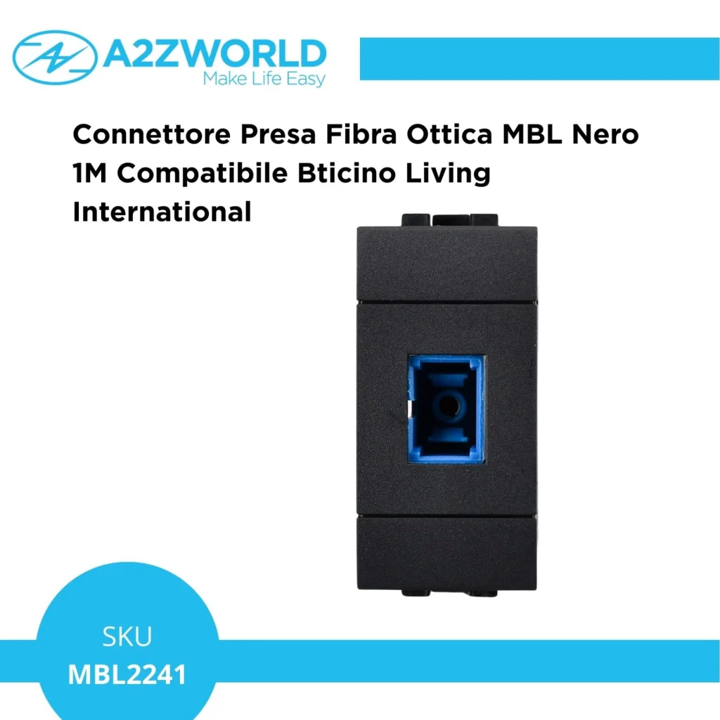 Connettore Presa Fibra Ottica MBL Nero 1M Compatibile Bticino Living International - Image 2
