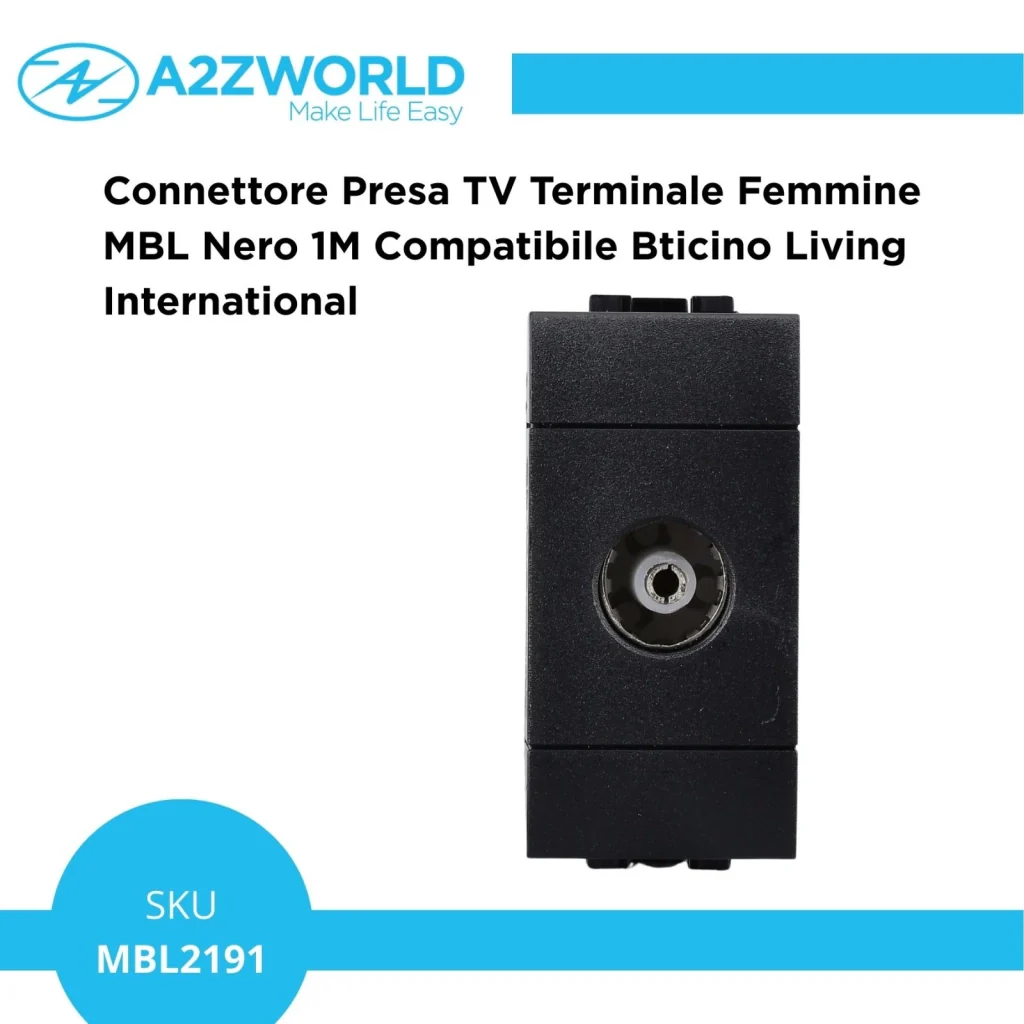 Connettore Presa TV Terminale Femmine MBL Nero 1M Compatibile Bticino Living International BLN2251 - Image 3
