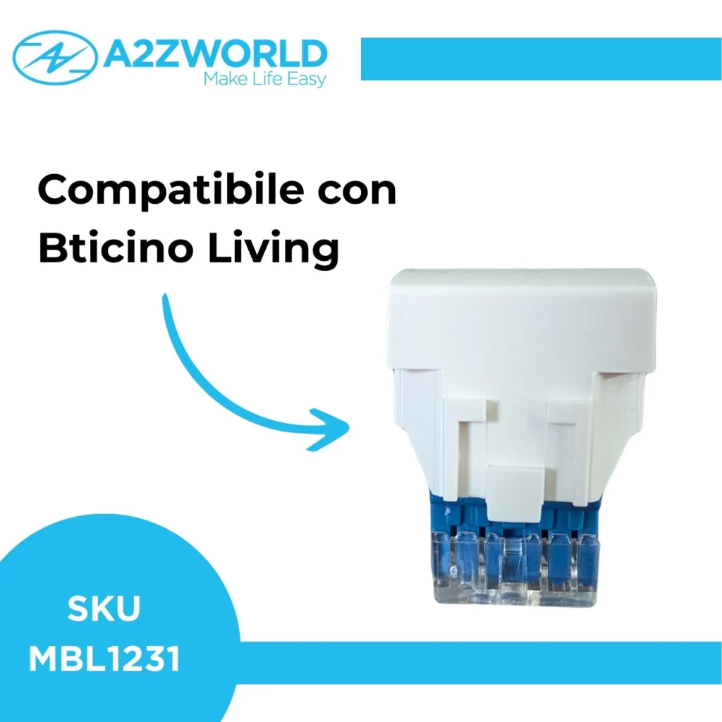 Connettore Rete Presa Dati RJ45 CAT6 MBL Bianco 1M Compatibile Bticino Living Light BLB2356 - Image 2
