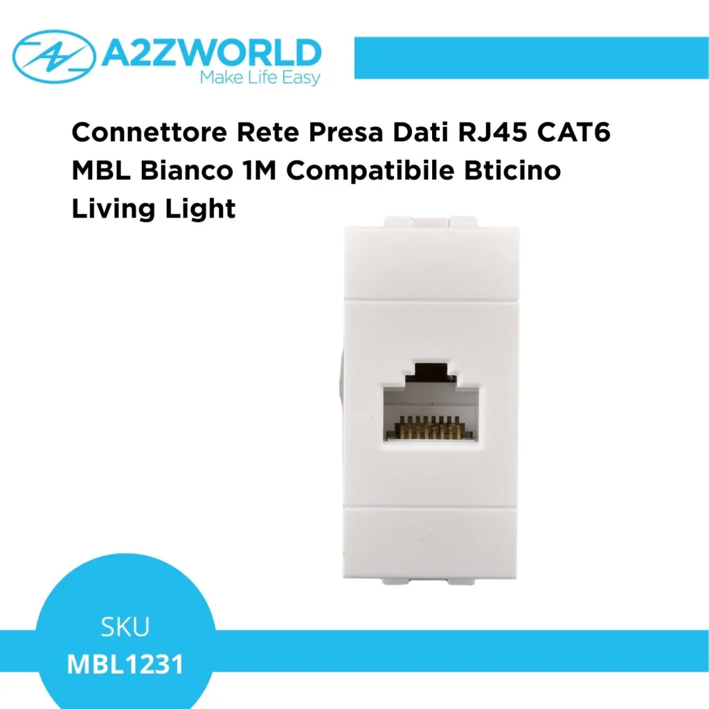 Connettore Rete Presa Dati RJ45 CAT6 MBL Bianco 1M Compatibile Bticino Living Light BLB2356 - Image 5