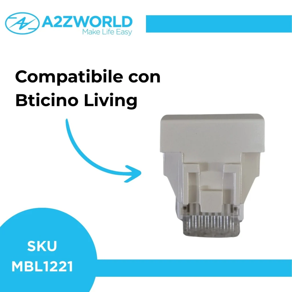 Connettore Telefonica Presa RJ11 MBL Bianco 1M Compatibile Bticino Living Light BLB2354 - Image 2
