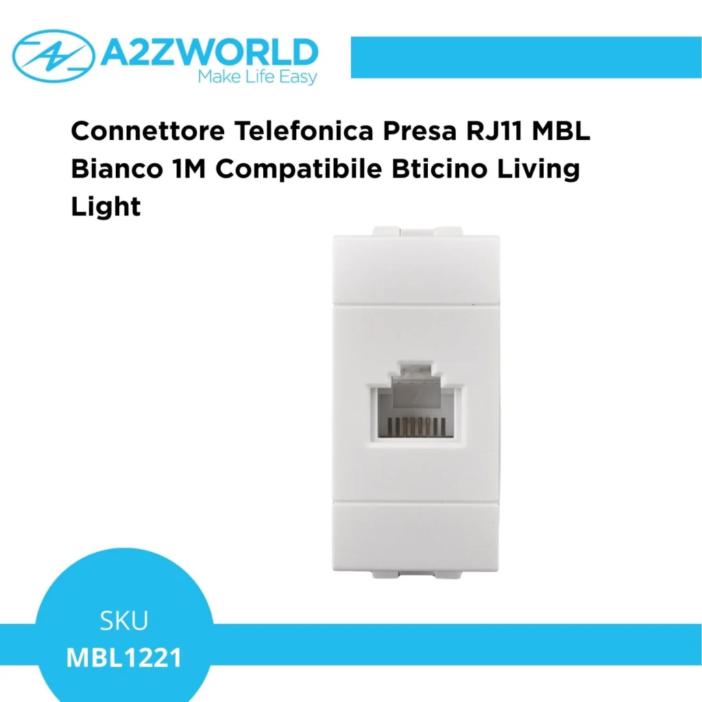 Connettore Telefonica Presa RJ11 MBL Bianco 1M Compatibile Bticino Living Light BLB2354 - Image 5