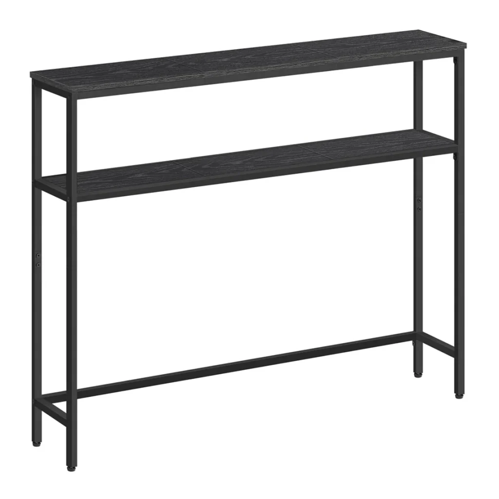 Consolle per ingresso tavolino sottile a 2 ripiani 20 x 120 x 80 cm tavolino laterale con 2 ripiani per soggiorno/camera da letto marmo bianco e nero inchiostro 12_0005224