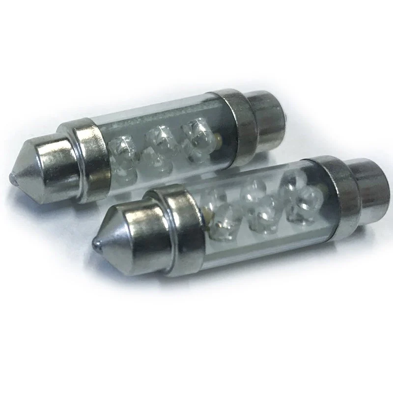 Coppia 2 Lampade Led T11 C5W Siluro 39mm Con 6 Led F3 Colore Blu Blue 12V 0,2W - Image 2