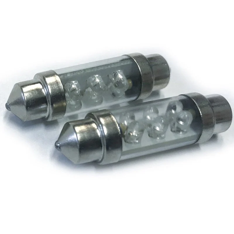 Coppia 2 Lampade Led T11 C5W Siluro 39mm Con 6 Led F3 Colore Verde Green 12V 0,2W - Image 2