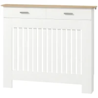 Copritermosifone a Doghe Antiribaltamento con Cassetto Portaoggetti, in Legno, 112x19x97 cm, Bianco - Image 10
