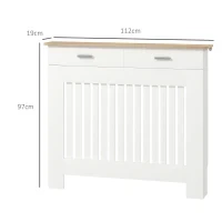Copritermosifone a Doghe Antiribaltamento con Cassetto Portaoggetti, in Legno, 112x19x97 cm, Bianco - Image 3