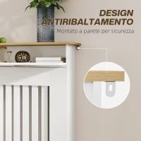 Copritermosifone a Doghe Antiribaltamento con Cassetto Portaoggetti, in Legno, 112x19x97 cm, Bianco - Image 5