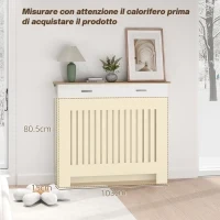 Copritermosifone a Doghe Antiribaltamento con Cassetto Portaoggetti, in Legno, 112x19x97 cm, Bianco - Image 7