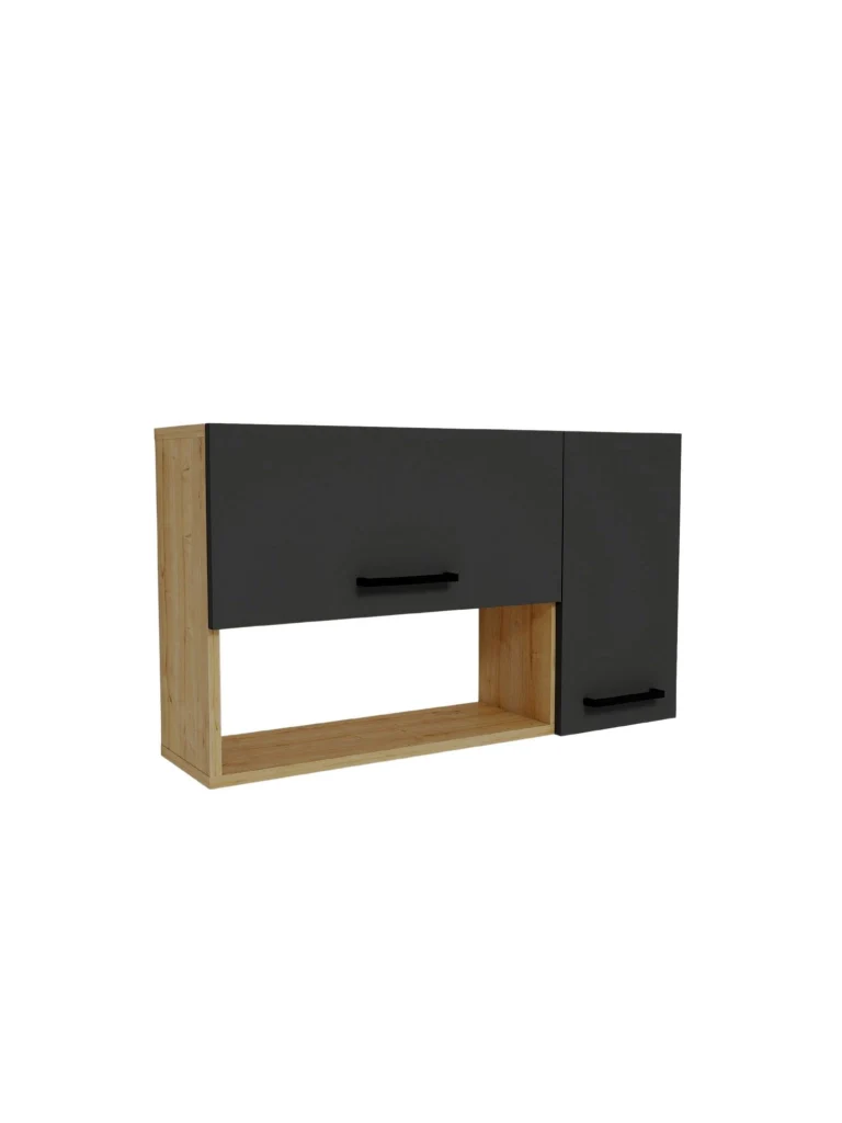 Credenza in legno "Akasya" - 90 x 24 x 52 cm - Grigio antracite