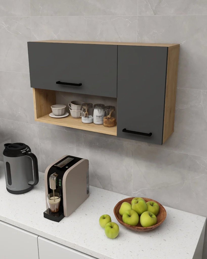 Credenza in legno "Akasya" - 90 x 24 x 52 cm - Grigio antracite - Image 4