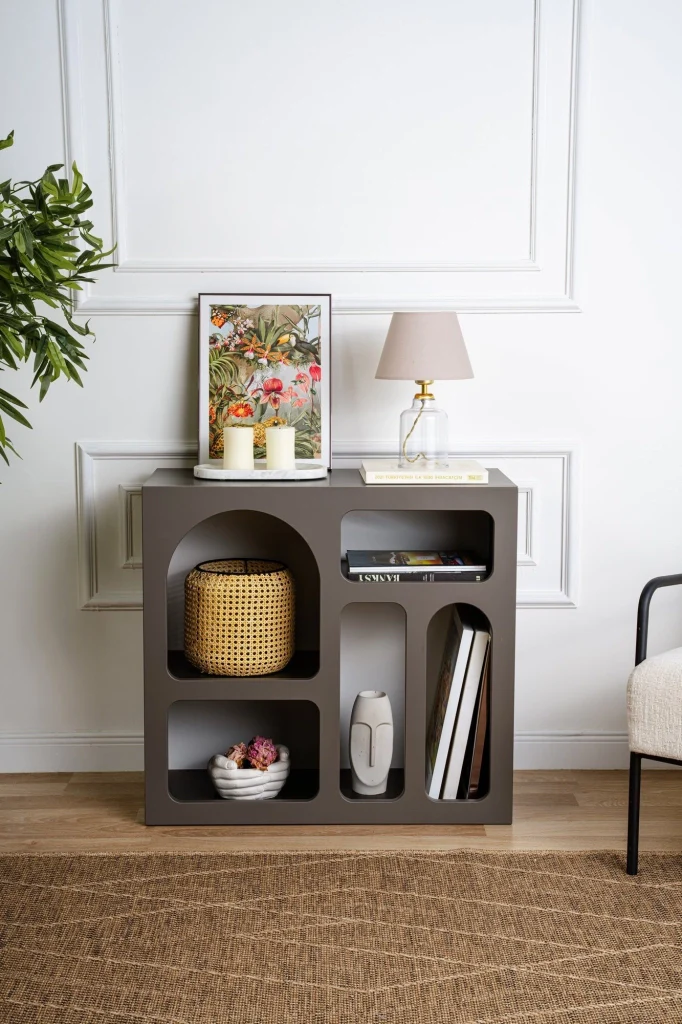 Credenza in legno "Lessa" - 80 x 37 x 74 cm - Grigio antracite - Image 2