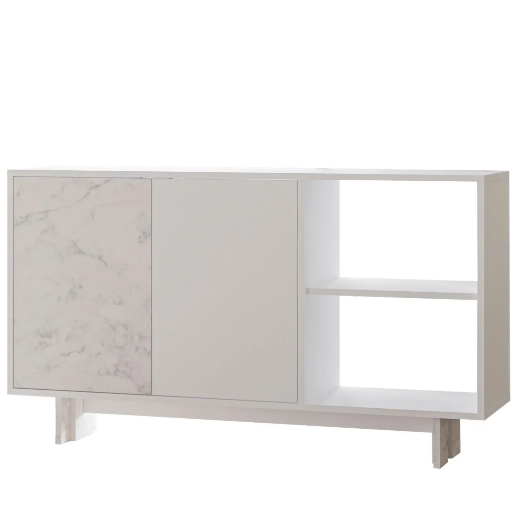 Credenza in legno "Ravello" - 140 x 35 x 80 cm - Bianco