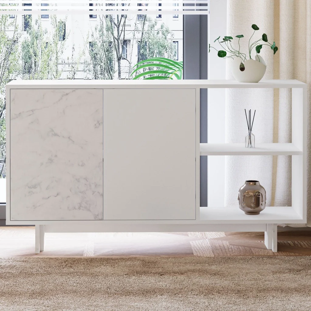 Credenza in legno "Ravello" - 140 x 35 x 80 cm - Bianco - Image 3