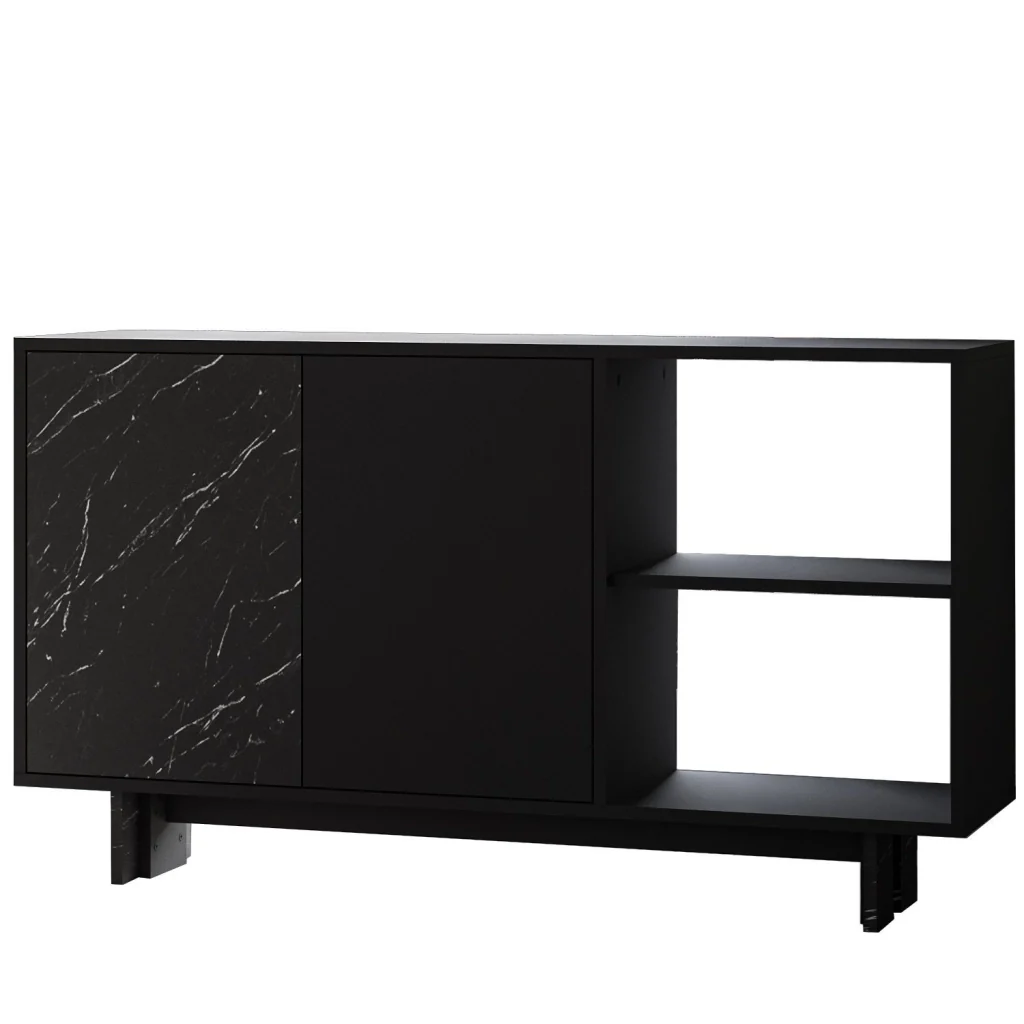 Credenza in legno "Ravello" - 140 x 35 x 80 cm - Nero