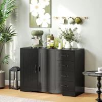 Credenza in Stile Moderno con 4 Cassetti, 1 Armadio, 105 x 40 x 76 cm, Nero - Image 2