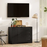 Credenza in Stile Moderno con 4 Cassetti, 1 Armadio, 105 x 40 x 76 cm, Nero - Image 3