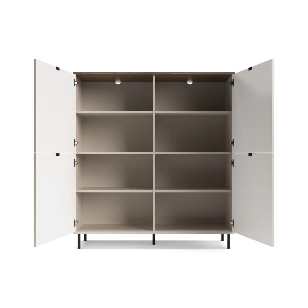 Credenza Mirage02 con 4 ante con motivo geometrico cashmere e top rovere - Image 6