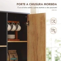 Credenza Moderna da Cucina con 2 Cassetti, 2 Ripiani e un Armadietto, 88x35x160 cm, Legno e Nero - Image 5