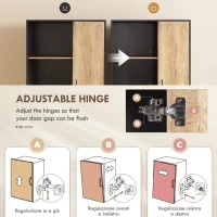 Credenza Moderna da Cucina con 2 Cassetti, 2 Ripiani e un Armadietto, 88x35x160 cm, Legno e Nero - Image 7