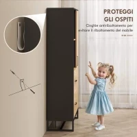 Credenza Moderna da Cucina con 2 Cassetti, 2 Ripiani e un Armadietto, 88x35x160 cm, Legno e Nero - Image 8