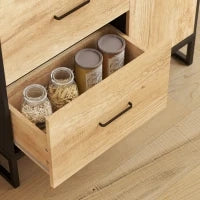Credenza Moderna da Cucina con 2 Cassetti, 2 Ripiani e un Armadietto, 88x35x160 cm, Legno e Nero - Image 9