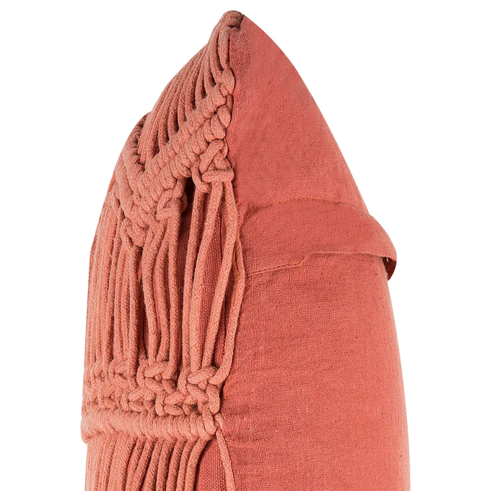 Cuscino Decorativo Arancio Cotone Macramè 45 x 45 cm Corda Boho Retro Decor Accessori - Image 4