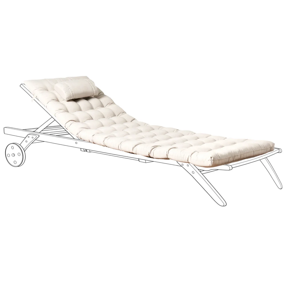 Cuscino per lettino prendisole con poggiatesta per lettino solare Resistente ai raggi UV beige esterno bordo piscina - Image 2
