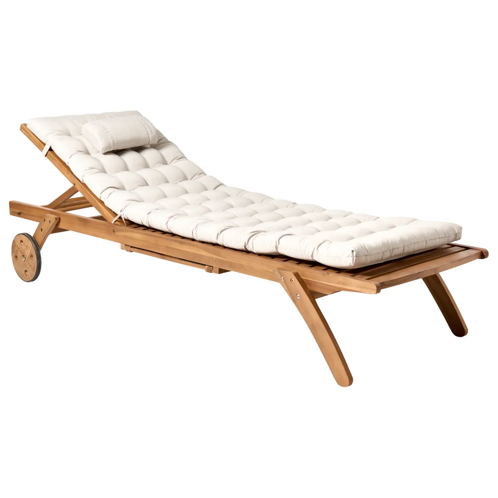 Cuscino per lettino prendisole con poggiatesta per lettino solare Resistente ai raggi UV beige esterno bordo piscina - Image 3