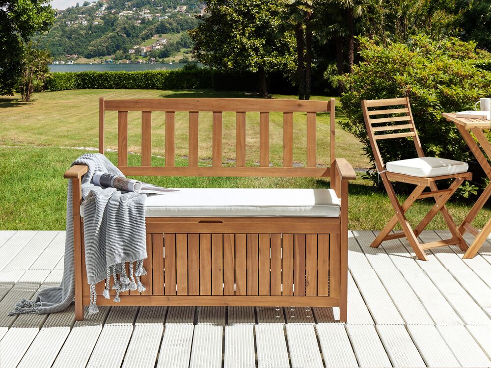 Cuscino per panca da giardino grigio chiaro 108 x 45 cm resistenti ai raggi UV giardino balcone terrazza esterno - Image 3