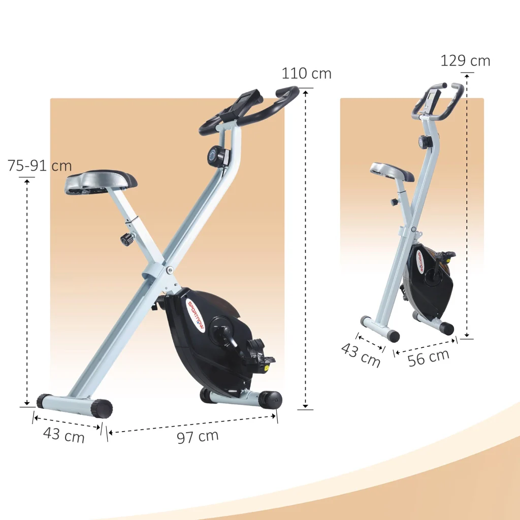 Cyclette Pieghevole Magnetica 8 Livelli Display LCD 97x43x110 cm Nero - Image 3