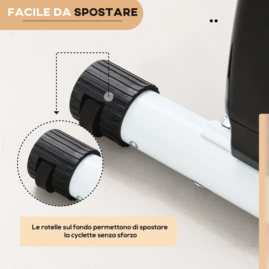Cyclette Pieghevole Magnetica 8 Livelli Display LCD 97x43x110 cm Nero - Image 7